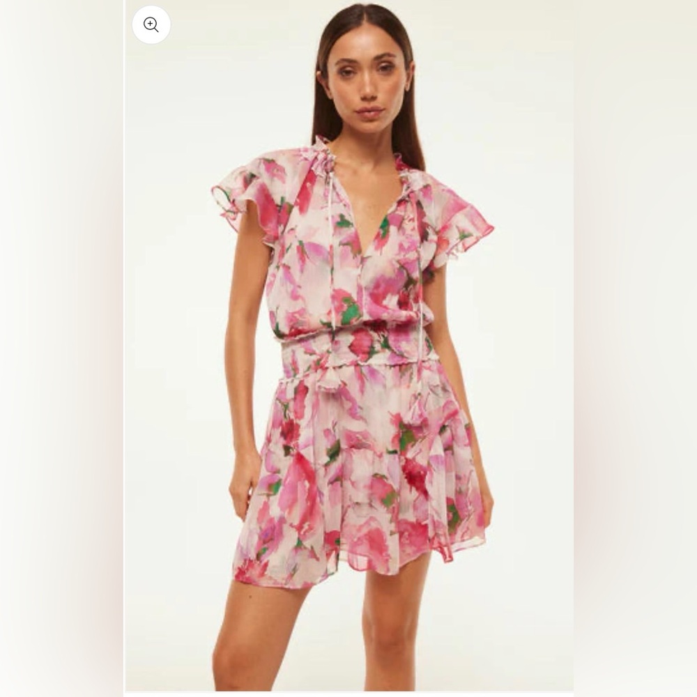 ✨NWT- Revolve MISA LOS ANGELES Natalia chiffon dress in Garden Fuschia✨